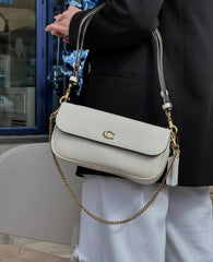 Coach Brook Flap Chain Bag With OG Box Dust Cover CAN90 Beige