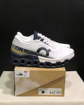 On Cloudmonster White Midnight Running Shoes