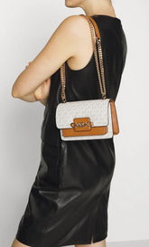 Michael Kors MK Heather Shoulder Bag With OG Box & Dust Bag (100836 Beige Brown)