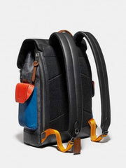 Coach Black Blue Red Rivington ColorBlock Unisex Backpack With DustCover