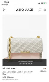 Michael Kors Jade Large Logo Leather Crossbody Bag With OG Box & Dust Cover 60039 Beige Pink