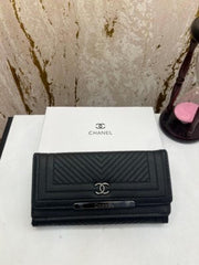 CHANEL PREMIUM LONG WALLET WITH OG BOX 2051 BLACK