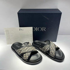 Dior Aqua Oblique Jacquard Slide Sandals