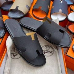 Hermes Izmir Premium All Black Sandal Mens