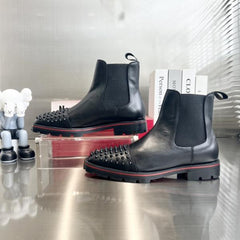 Christian Louboutin Melon Spikes Boots Calf Leather Black Men