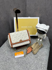 Michael Kors Freya Crossbody Bag With Dust Cover & Carry Bag 23013 Beige Brown