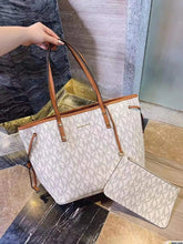 Michael Kors MK Voyager Tote Bag With Side Pocket & Dust Bag (Beige Brown 2003)