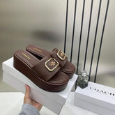 Coach Eloise Brown Platform Slide Sandal With OG Box & Dust Bag 66227 Brown