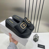 Coach Eloise Black Platform Slide Sandal With OG Box & Dust Bag 66227 Black