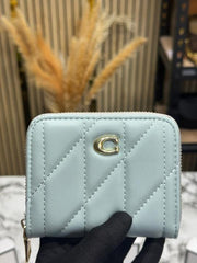 Coach Quilted Zipper Wallet Includes Box and Dust Bag (CXD005-Light Blue)