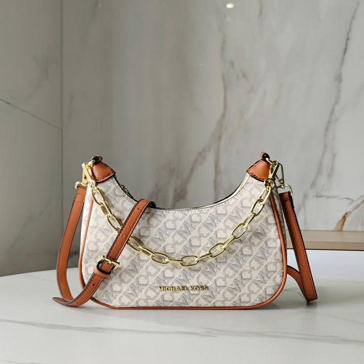 Michael Kors Cora Mini Zip Pouchette Signature Logo Print Canvas