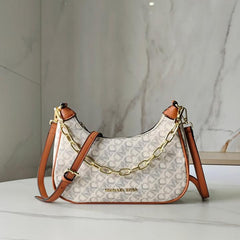 Michael Kors Cora Mini Zip Pouchette Signature Logo Print Canvas With Gold Tone Hardware With OG Box Dust Cover & Carry Bag 100822 Beige Brown