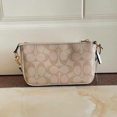 Coach Nolita 19 White Khakhi Sling Bag With Box Dust Bag Sling Chain