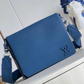 Louis Vuitton Takeoff Messenger PM Bag In Blue Cowhide Leather With OG Box & Dust Cover 57080