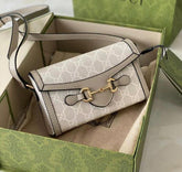 Gucci Horsebit 1955 Mini Bag Beige GG Supreme Canvas With OG Box & Carry Bag Apricot 625615 Beige