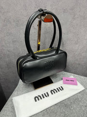 Miu Miu Beau Leather Black Top-Handle Bag With Dust Bag Black 5021