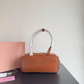 Miu Miu Beau Leather Brown Top-Handle Bag With Dust Bag Brown 5021