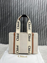 Chloe Brown Medium Canvas Woody Tote With Dust Cover Brown
