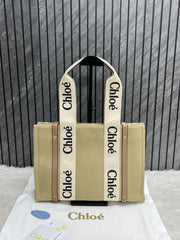 Chloe Pink Canvas Medium Canvas Woody Tote With Dust Cover Pink