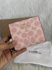 Louis Vuitton Monogram Compact Wallet with Pink Leather Trim (9983-1)