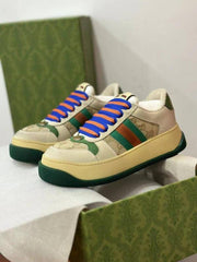 Gucci Screener GG Leather Sneakers Beige Green BlueMens