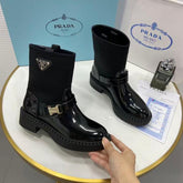 Prada brushed leather and Re-Nylon booties