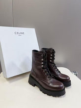 Celine Triomphe Rangers mid lace-up boot in calfskin leather.