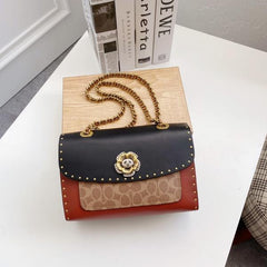 Coach CC Signature Rivet Parker 18 Shoulder Bag Black With OG Box & Dust Cover 28033