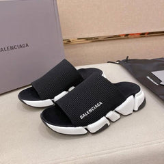 Balenciaga Speed 2.0 Recycled Knit Slide Mule WhiteBlack Made In italy