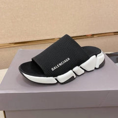 Balenciaga Speed 2.0 Recycled Knit Slide Mule WhiteBlack Made In italy