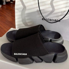 Balenciaga Speed 2.0 Recycled Knit Slide Mule WhiteBlack Made In italy