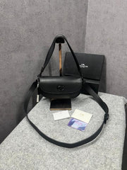 Coach Emmy Saddle Bag 23 Black With OG Box & Dust Bag C205 Black