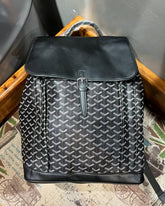 Goyard Alpin MM Backpack Green Goyardine Canvas Leather Premium Unisex Backpack Black