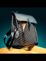 Goyard Alpin MM Backpack Green Goyardine Canvas Leather Premium Unisex Backpack Black