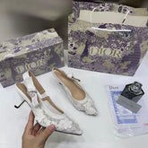 Dior Ja dior Slingback Heels Pumps White For Her With Original Box And Carry Bag 16882 White