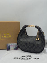 Coach Small Jonie 22 Half Moon Leather Shoulder Bag In Signature Canvas & Black 2088