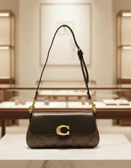 Coach Small Jet Shoulder Bag With OG Box Dust Cover & Carry Bag Coffee Black C038