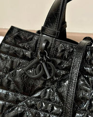 Christian Dior Medium Toujours Bag In Black Macrocannage Leather With Dust Cover Carry Bag 310 Black
