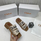 Chloe Premium Woody Slides With OG Box Dust Cover White