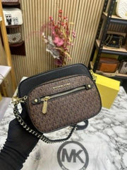 MICHAEL KORS JET SET DUAL SHOULDER BAG WITH OG BOX AND DUST BAG (BLACK COFFEE)