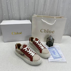 Chloe Women Lauren Sneaker in Leather with Canvas Brown