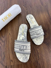 Christian Dior Dway Slide In Grey Signature Embroidered With OG Box Carry Bag 2019 1 Grey