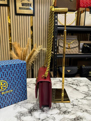 Tory Burch Eleanor Logo Emblem Shoulder Bag With Box And Dust Bag (Red-TR919)