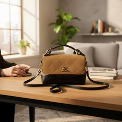 Chanel large top handle flap suede material handbag with box 6055