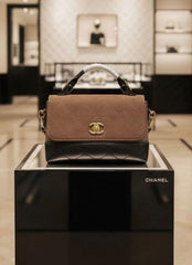 Chanel large top handle flap suede material handbag with box 6056