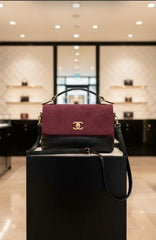 Chanel large top handle flap suede material handbag with box 6057