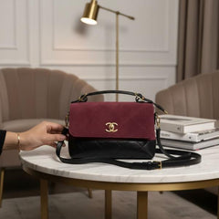 Chanel large top handle flap suede material handbag with box 6057