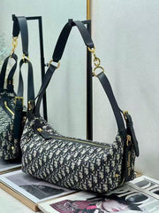 Christian Dior D Journey Bag in Black Oblique Jacquard Canvas With Dust Cover & Carry Bag 81 Black