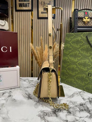 GUCCI GG CANVAS JACQUARD SHOULDER BAG WITH DOUBLE OG BOX AND DUST BAG INCLUDES CARRY BAG (46377 BEIGE)