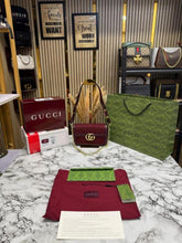 GUCCI GG CANVAS JACQUARD SHOULDER BAG WITH DOUBLE OG BOX AND DUST BAG INCLUDES CARRY BAG (46377 RED)